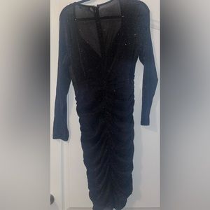 Sheer Metallic Black Body-con Dress